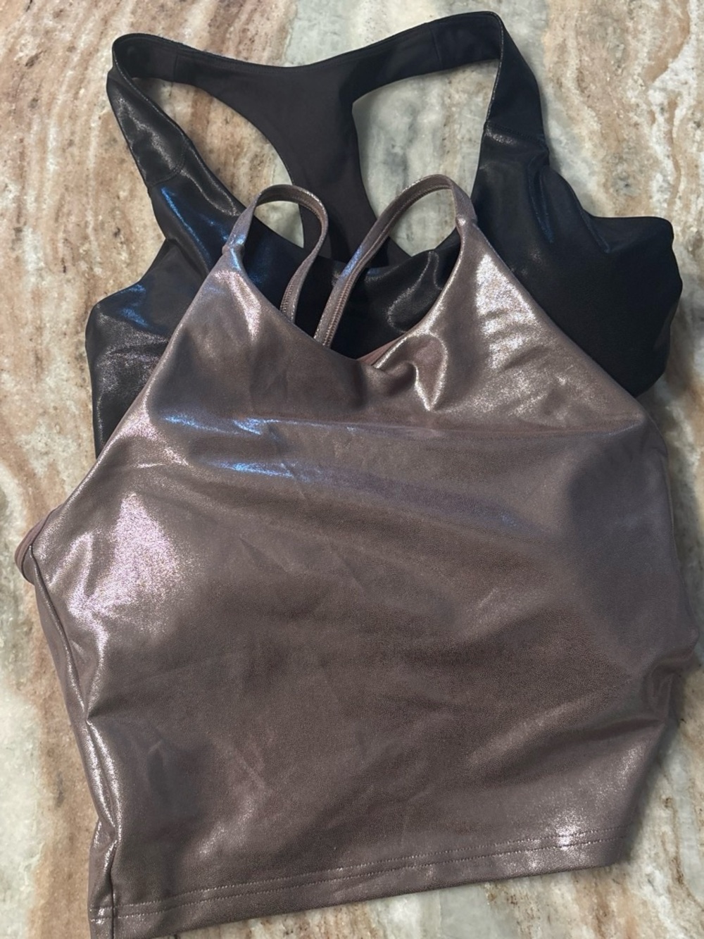 Old Navy Metallic Bronze and Black Racerback Bralettes